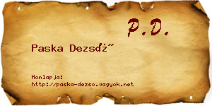 Paska Dezső névjegykártya